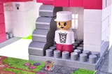 Constructor block QB300-206 "Block&Steps: Pink Villa" + walker and memory game 3 in 1, 124 children. qbee