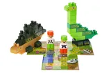 Constructor block QB300-101 "Block&Steps: Land of dinosaurs" + walker and memory game 3 in 1, 41 children. qbee