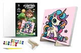 Kit for painting by numbers 25x25 cm QB900-001/QB901-001 "Playful unicorn" with a wooden stand qbee
