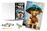 Set for painting by numbers 30x40 cm QB900-083 "Bear and Rain" with a wooden stand qbee