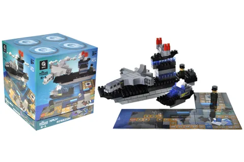 Constructor block QB300-205 "Block&Steps: Sea Mission" + walker and memory game 3 in 1, 124 children. qbee