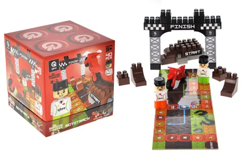 Constructor block QB300-103 "Block&Steps: Mototrek" + walker and memory game 3 in 1, 40 children. qbee