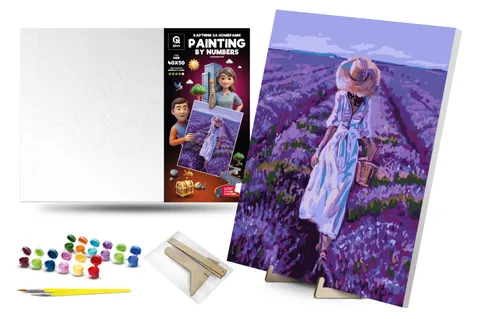 Set for painting by numbers 40x50 cm QB900-050 "Lavender field" with a wooden stand qbee