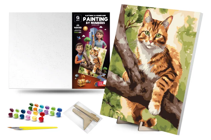 Kit for painting by numbers 40x50 cm QB900-022 "Hunter on a tree" with a wooden stand qbee
