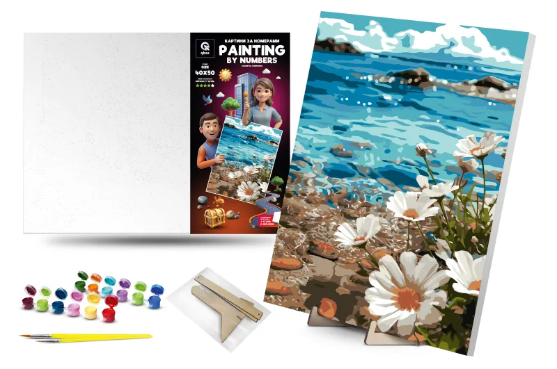 Kit for painting by numbers 40x50 cm QB900-039 "Cosmei on the coast" with a wooden stand qbee