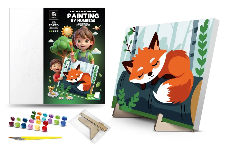Set for painting by numbers 25x25 cm QB900-079 "Sweet Dream" with a wooden stand qbee