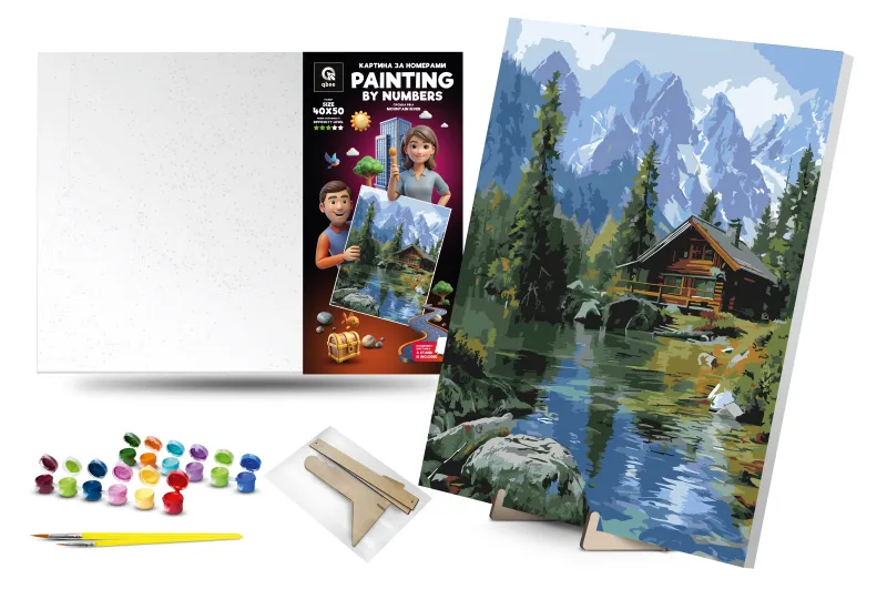 Set for painting by numbers 40x50 cm QB900-084 "Mountain river" with a wooden stand qbee