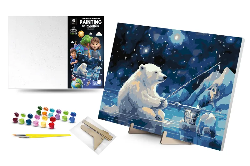 Kit for painting by numbers 30x40 cm QB900-081 "Polar bear" with a wooden stand qbee
