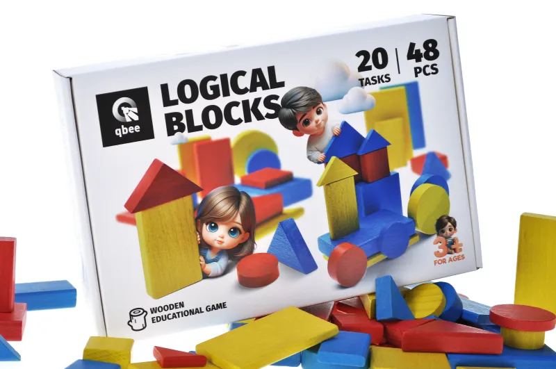 Educational wooden game QB700-006 "Logical blocks of Dienes" NUSH 48 det. qbee